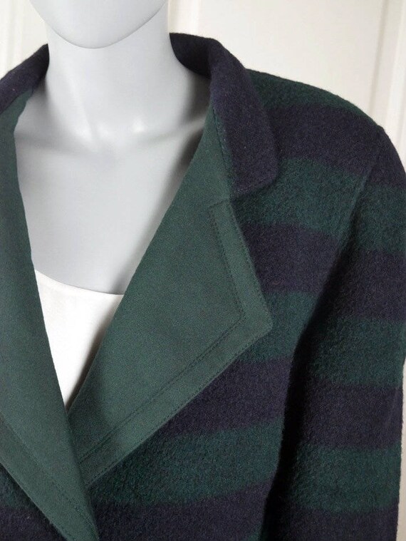 German Vintage Wool Jacket, Dark Green Navy Blue … - image 4