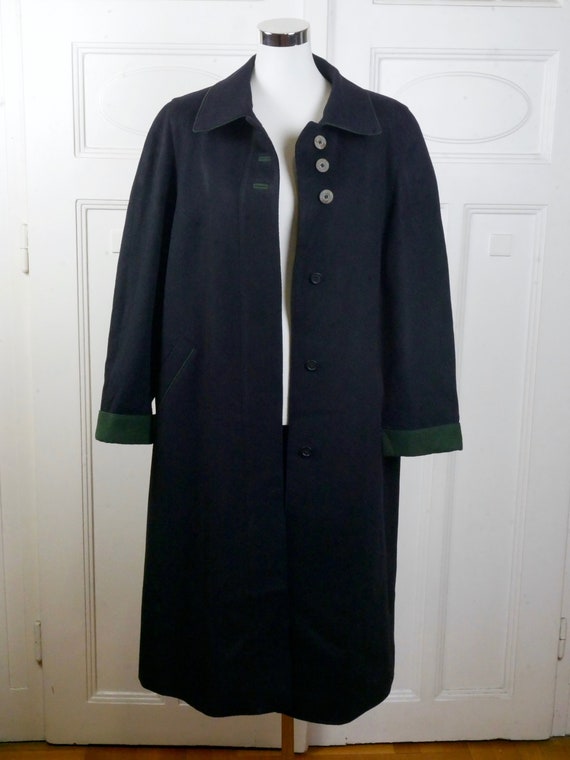 Navy Blue Wool Coat, 1990s Austrian Vintage Trach… - image 2