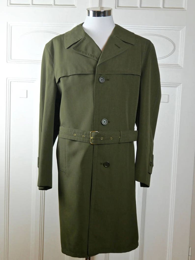 Olive Green Trench Coat 70s European Vintage Size XL 46 USA - Etsy