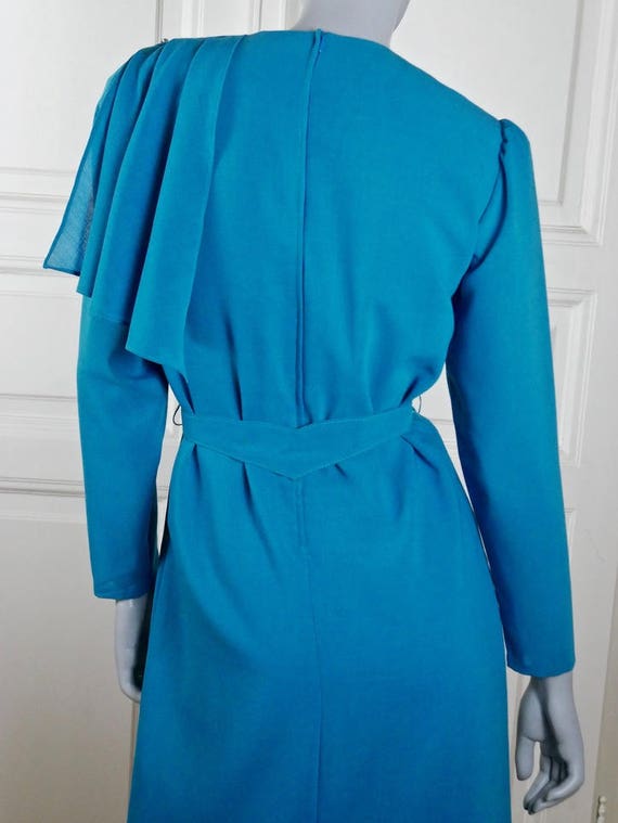 Turquoise Cocktail Dress, 1980s German Vintage Be… - image 7