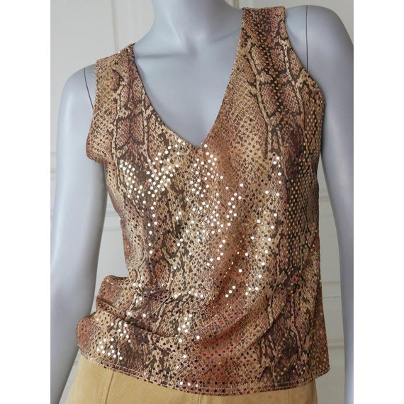 Vintage Sequin Cami Top, Medium, Size 8 to 10 USA, 90s