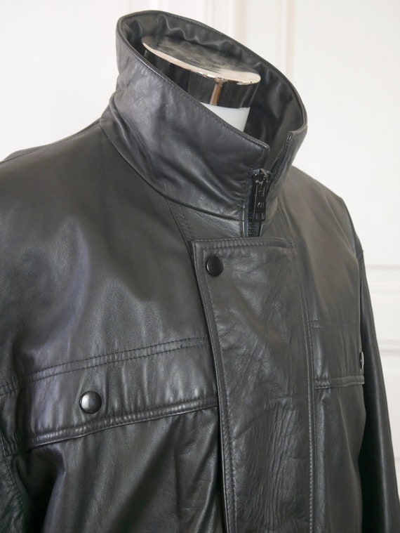 1980s Black Leather Coat Eastern European Vintage Men s Genuine