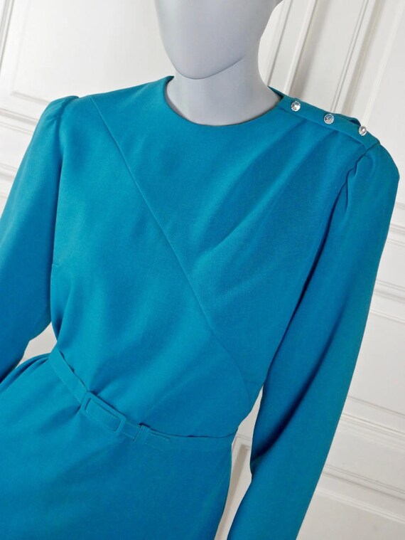 Turquoise Cocktail Dress, 1980s German Vintage Be… - image 5