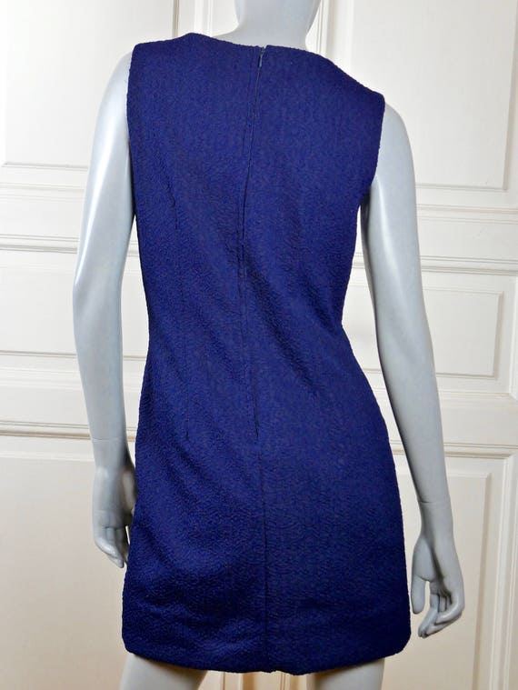 Sheath Dress, Dark Blue Sleeveless European Vinta… - image 5