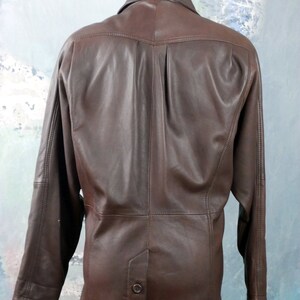 Brown Leather Jacket, 1980s European Vintage Super Soft Lambskin Leather Coat: Size 12 US, Size 16 UK image 5