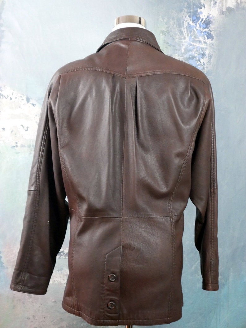Brown Leather Jacket, 1980s European Vintage Super Soft Lambskin Leather Coat: Size 12 US, Size 16 UK image 5