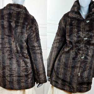 Faux Fur Coat, Spanish Vintage Imitation Mink Fur Coat, Lifelike Brown Fake Fun Fur European Coat: Size 12/14 US, Size 16/18 UK