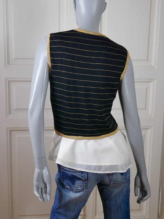 Boho Vest, 1970s Black Rounded-Front Cropped Wais… - image 8