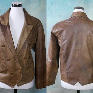 Blouson en cuir marron pour femme des années 1980, vintage suédois : taille 12 US, 16 UK