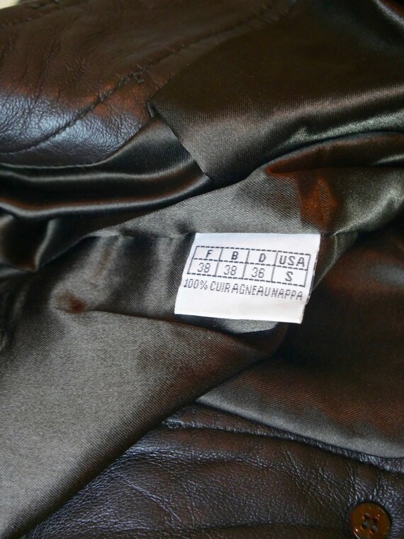 Brown Leather Skirt, 1990s Vintage Soft Lambskin … - image 7