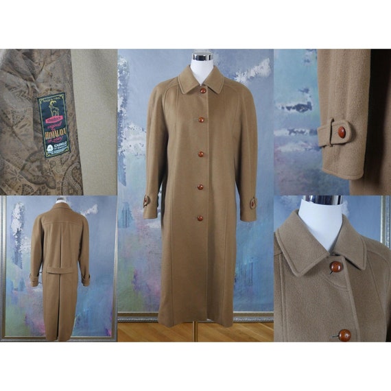 80s Vintage Loden Wool Coat, Camel Light Brown Col