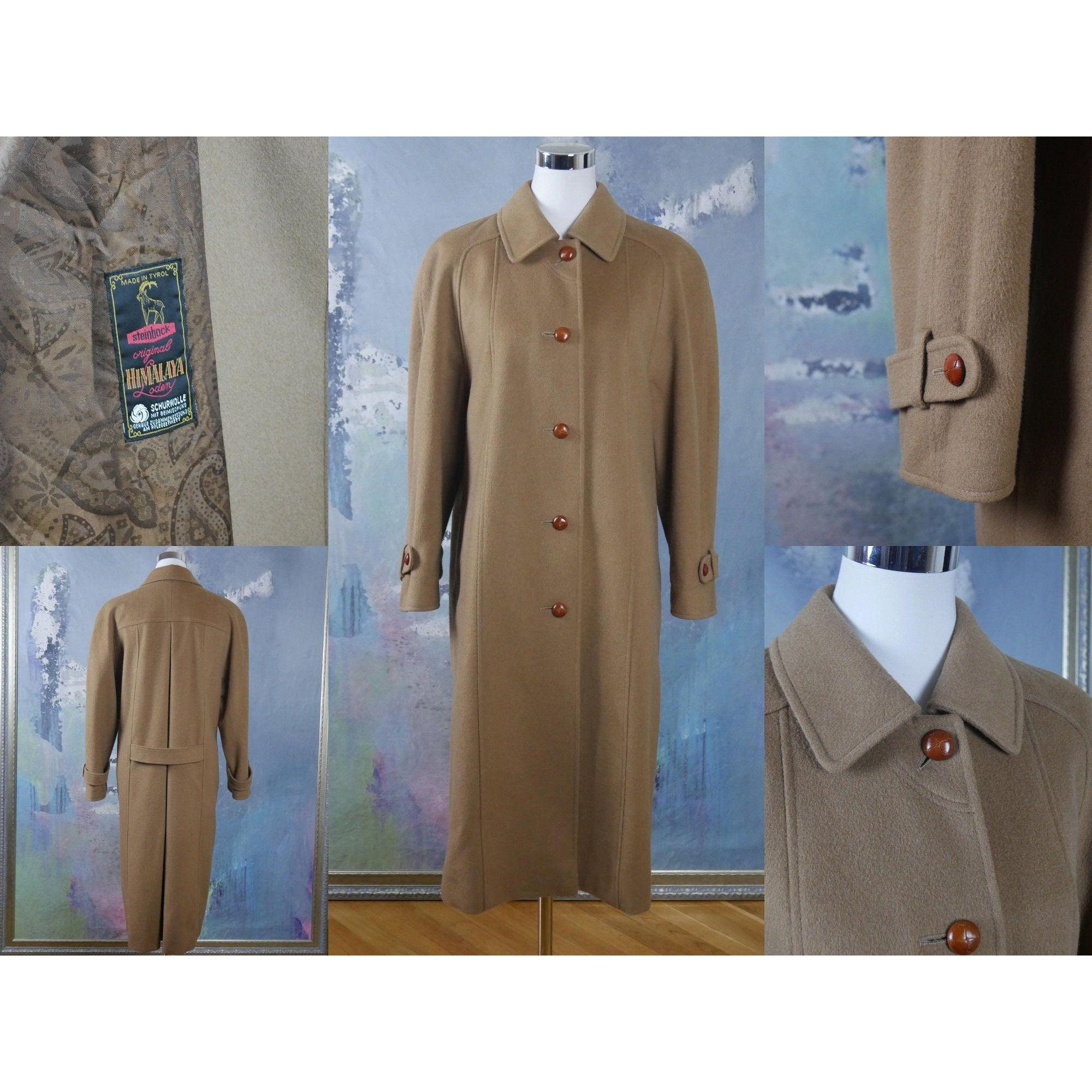 Manteau en laine Loden vintage des annees 80 Camel Light Brown Color Austrian Long Overcoat Taille 12 US 16 UK Etsy France