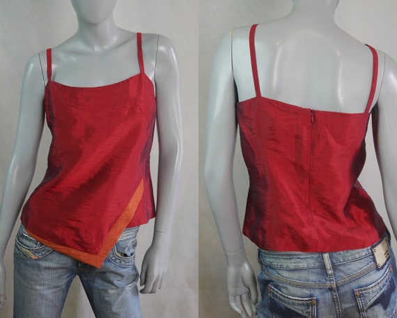 Vintage Cami, Large, Size 12 USA, 90s Deep Red an… - image 1