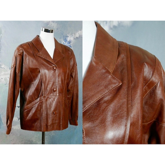 80s Vintage Leather Jacket Retro Brown Soft Genuine Leather | Etsy