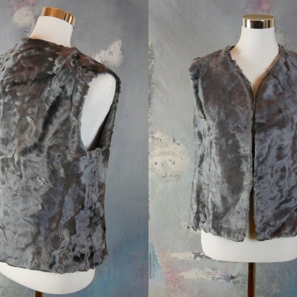 Gilet en fourrure des années 1970, Silver Gray Non-Shedding allemand vintage Soft Lapin Hare Waistcoat: Taille 8/10 US, 12/14 Royaume-Uni