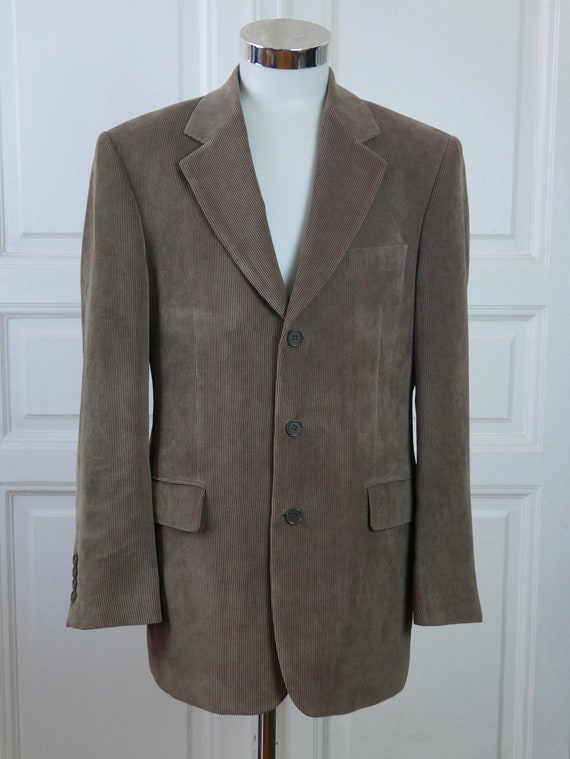 Brown Corduroy Blazer, European Vintage High Quality Cotton Cord 