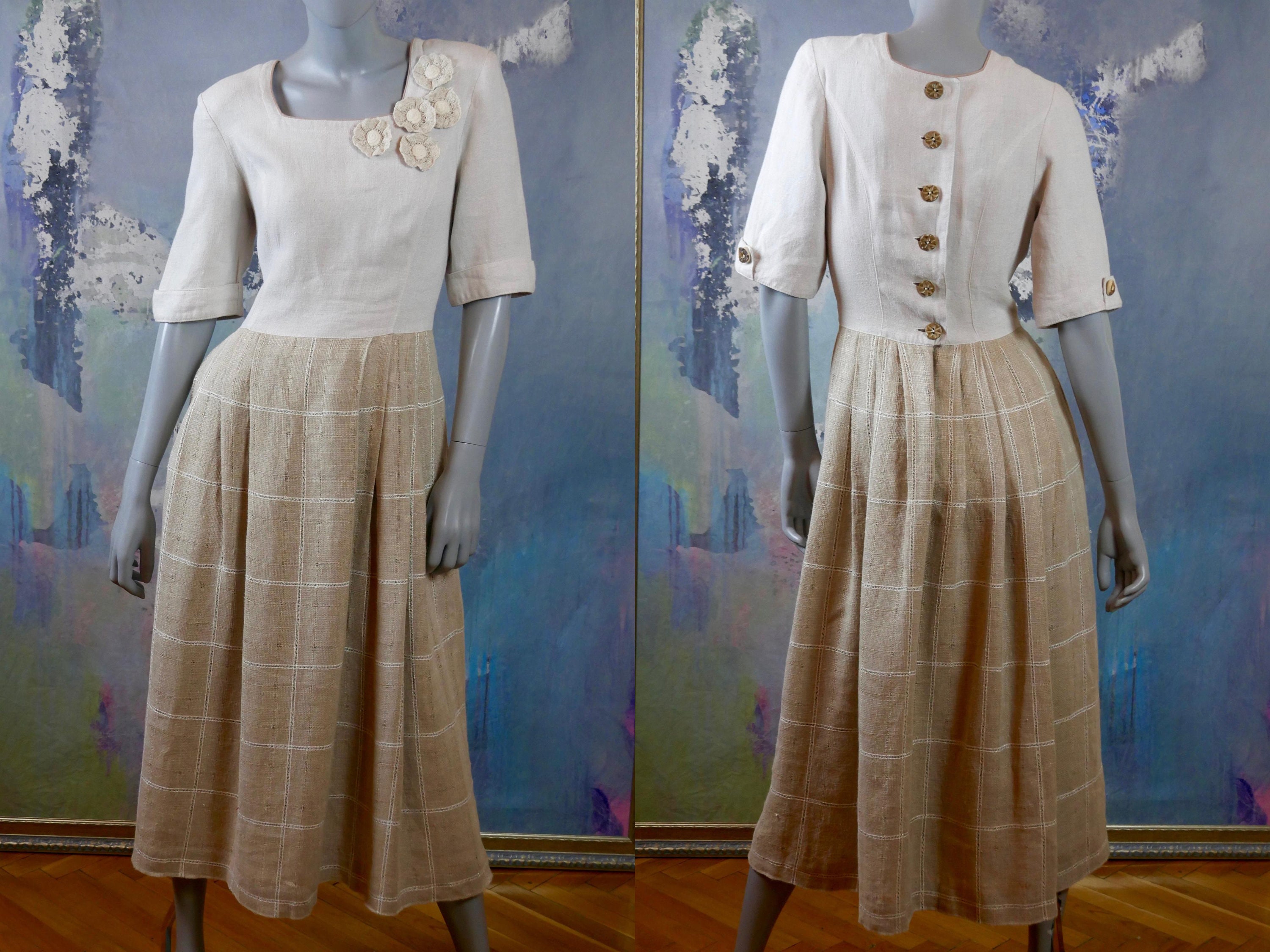 Austrian Vintage Trachten Rustic Prairie Dress Cream & Beige | Etsy