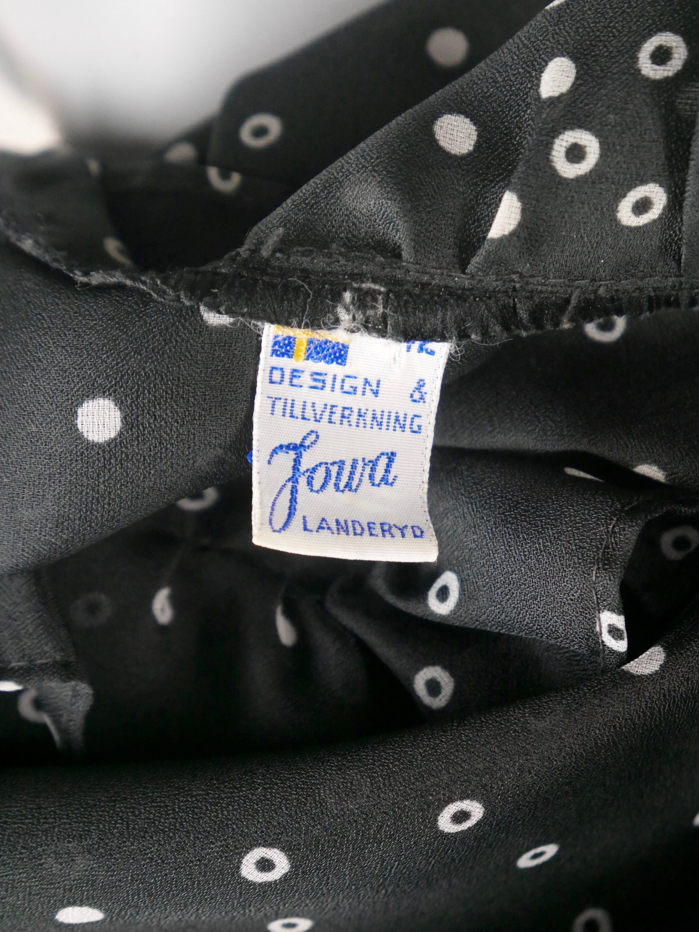 1980s Black & White Blouse Swedish Vintage Long-sleeve Sheer - Etsy