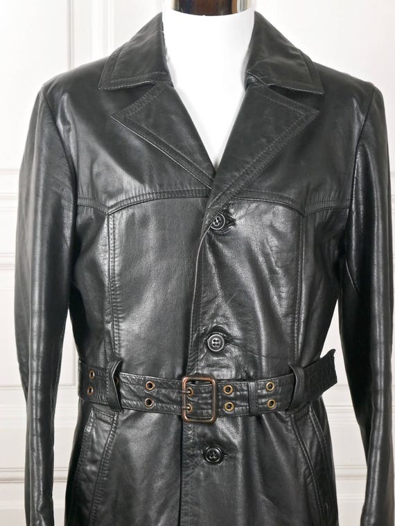 Finnish Vintage Black Leather Jacket, 1970s Wide … - image 3