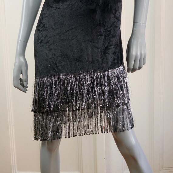 Flapper Dress, European Vintage Black Velvet with… - image 5