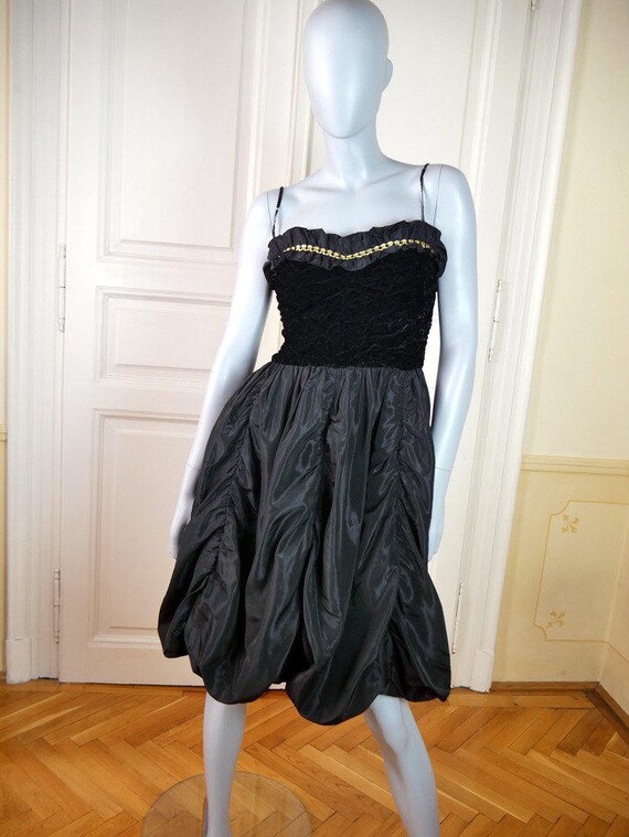 Hungarian Vintage Black Evening Dress, Sleeveless… - image 4