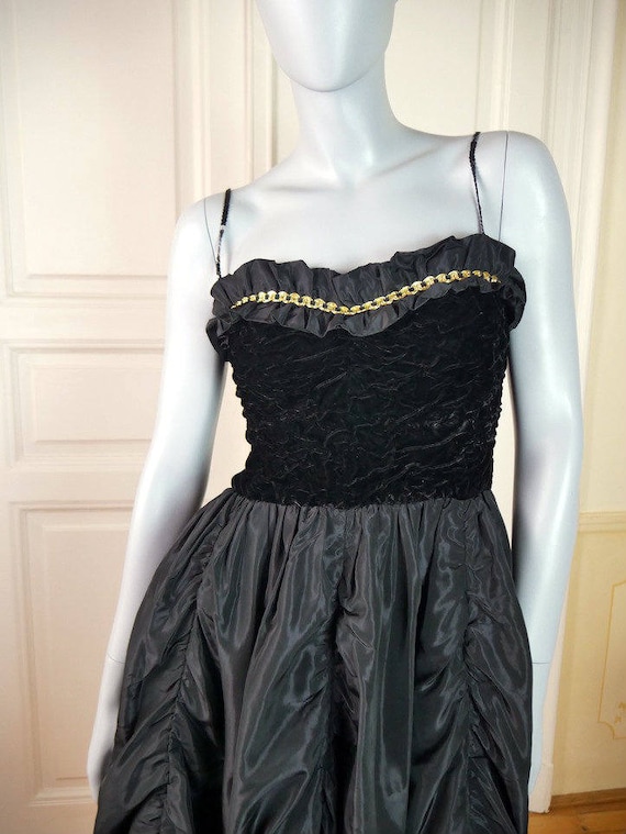 Hungarian Vintage Black Evening Dress, Sleeveless… - image 1