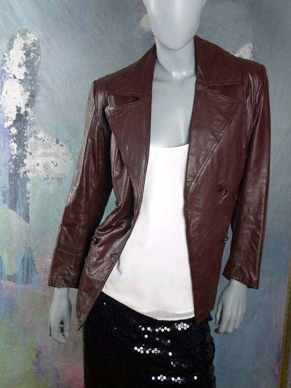 Women's Leather Jacket, 1970s Swedish Vintage Oxb… - image 5