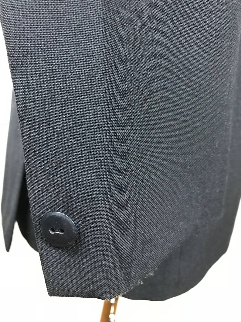 Vintage Tuxedo Jacket, Swedish Black Dinner Jacket w Silk Peak Lapels, European Smoking Jacket: Large, Size 40 US/UK image 7
