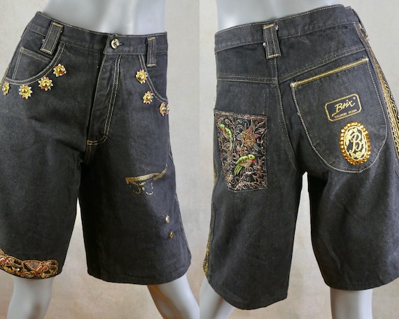 Black denim jean shorts sales