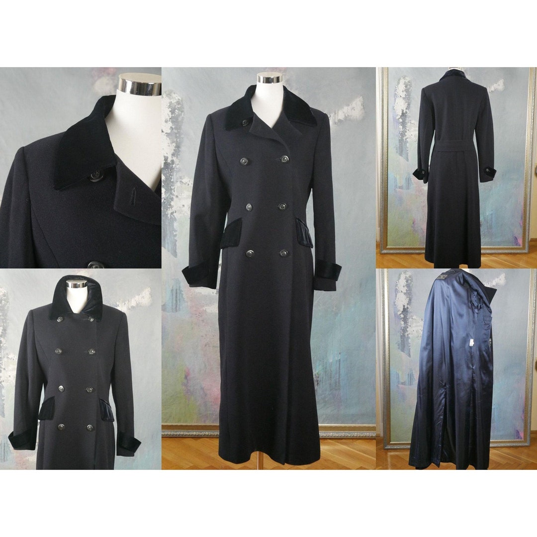 Long Blue Vintage Coat 90s Vintage Doublebreasted Wool & Etsy