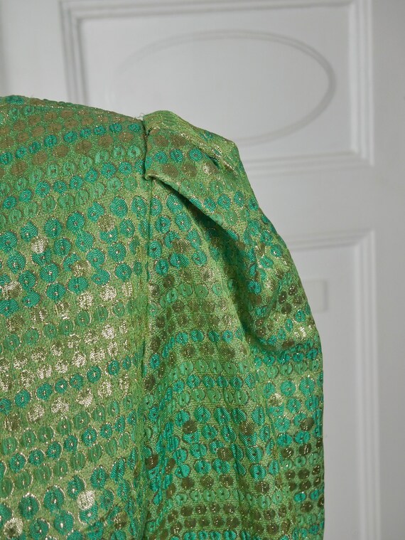 1960s Green & Gold Lurex Blouse, European Vintage… - image 7