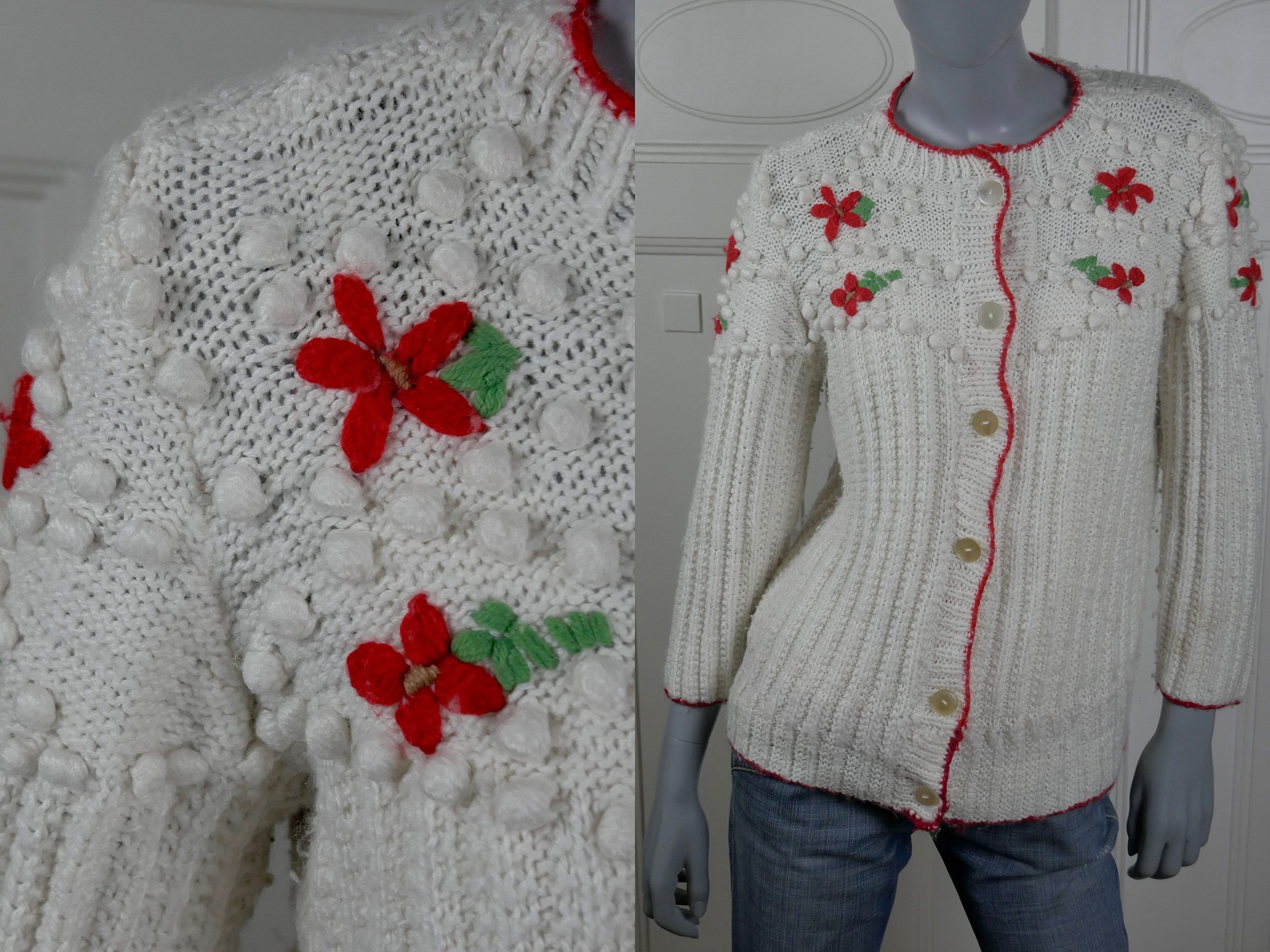 【GRAVER】21FW★ Red Flower Smile Embroidered Cardigan GRAVER】21FW☆ Red Flower Smile Embroidered Cardigan (GRAVER