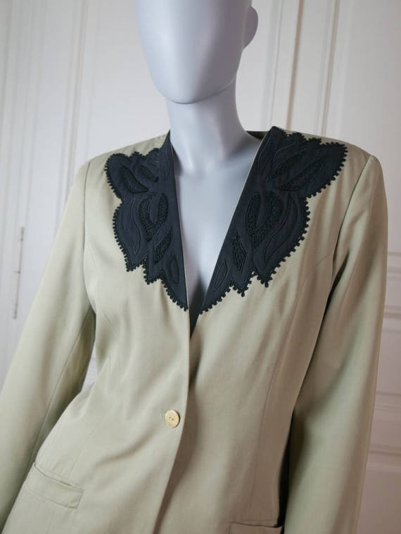 Khaki Blazer Women's, Khaki Black Jacket, Pinya B… - image 1