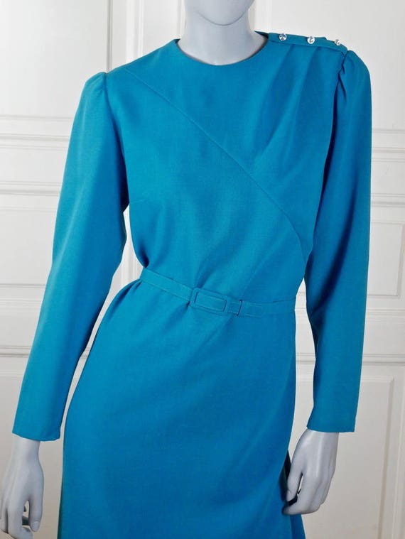 Turquoise Cocktail Dress, 1980s German Vintage Be… - image 4