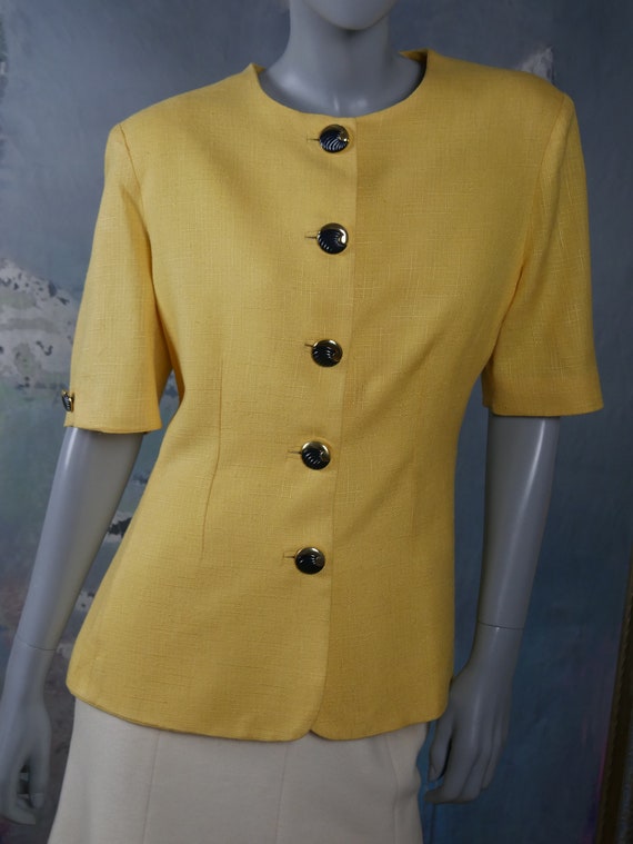 Yellow Summer Blazer, Womens Italian Vintage Shor… - image 9