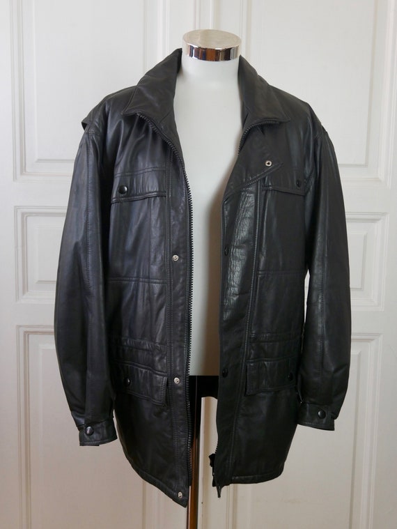s Black Leather Coat Eastern European Vintage Men's   Etsy