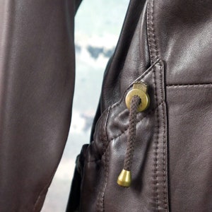 Brown Leather Jacket, 1980s European Vintage Super Soft Lambskin Leather Coat: Size 12 US, Size 16 UK image 4