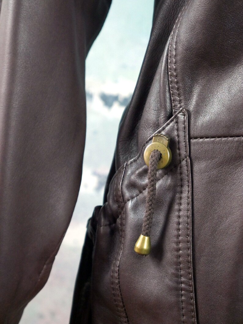 Brown Leather Jacket, 1980s European Vintage Super Soft Lambskin Leather Coat: Size 12 US, Size 16 UK image 4
