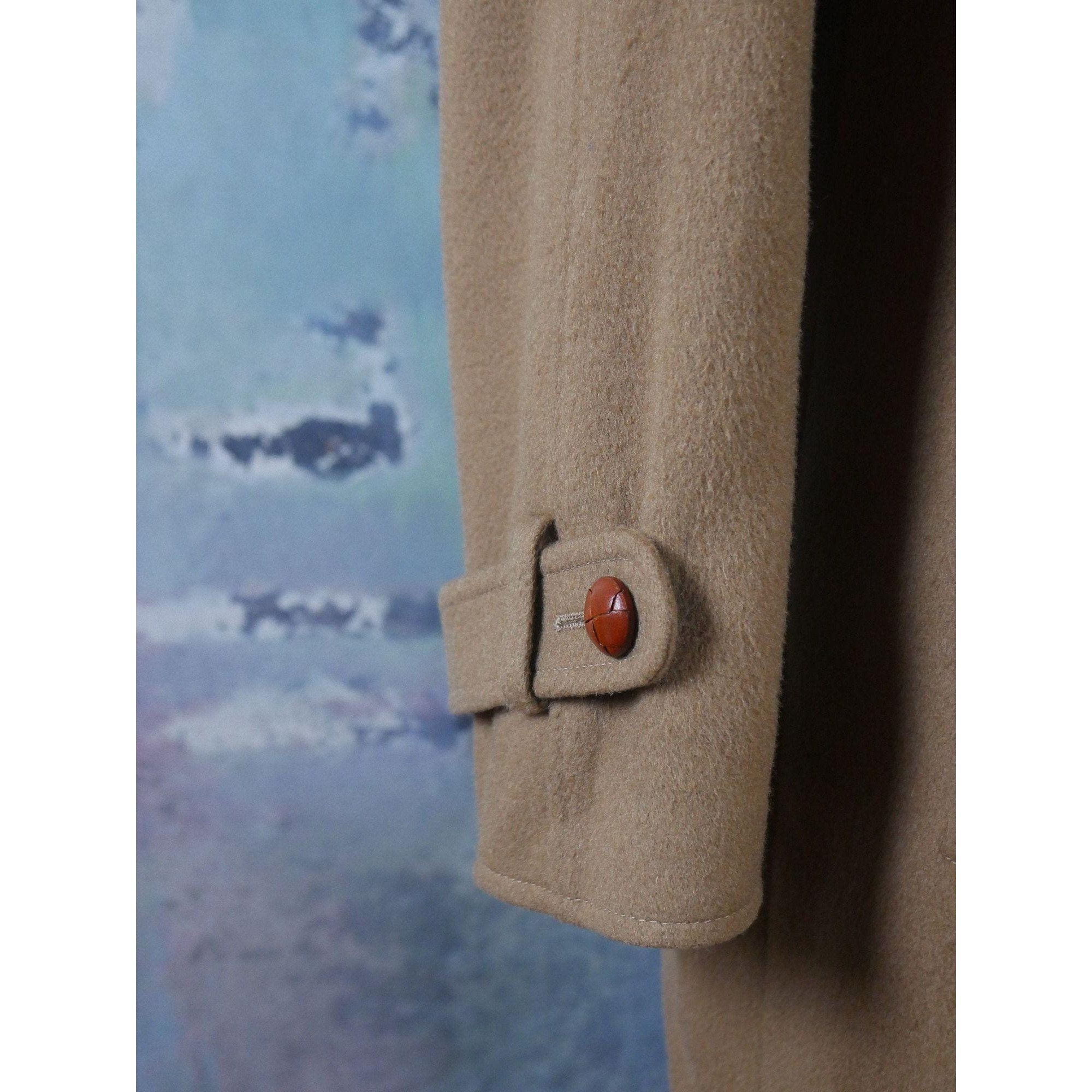 80s Vintage Loden Wool Coat, Camel Light Brown Color Austrian Long