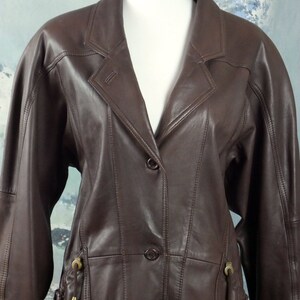 Brown Leather Jacket, 1980s European Vintage Super Soft Lambskin Leather Coat: Size 12 US, Size 16 UK image 9