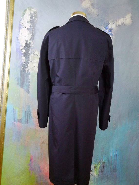 Navy Blue Trench Coat, European Vintage Dark Blue… - image 5