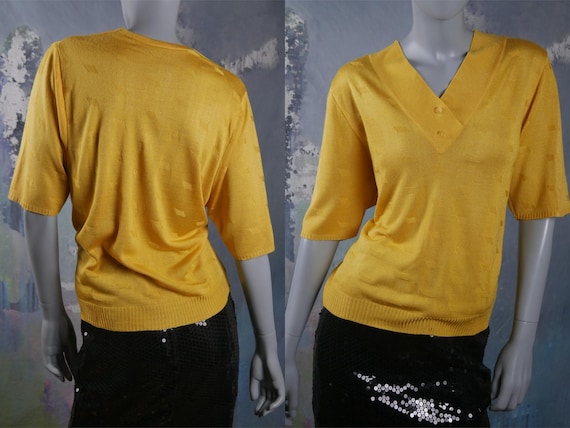 Yellow Casual Top, 1980s German Vintage Machine K… - image 1