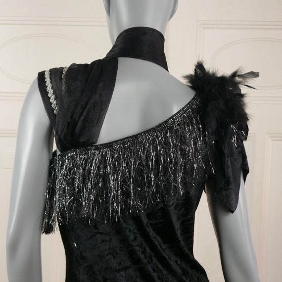 Flapper Dress, European Vintage Black Velvet with… - image 4