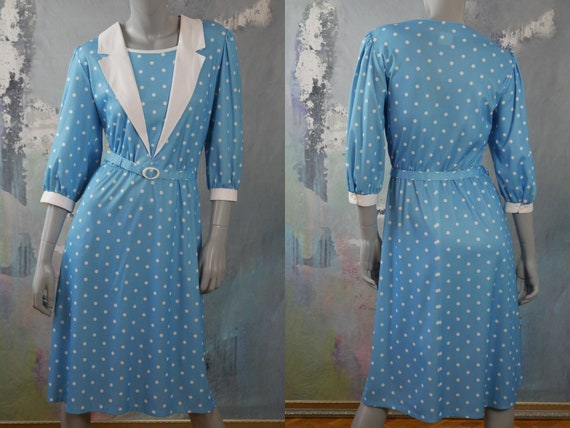 light blue white polka dot dress