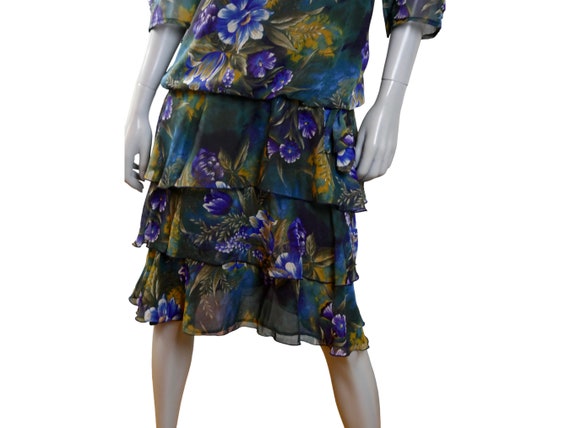 80s Floral Dress, Elegant British Vintage Layered… - image 5