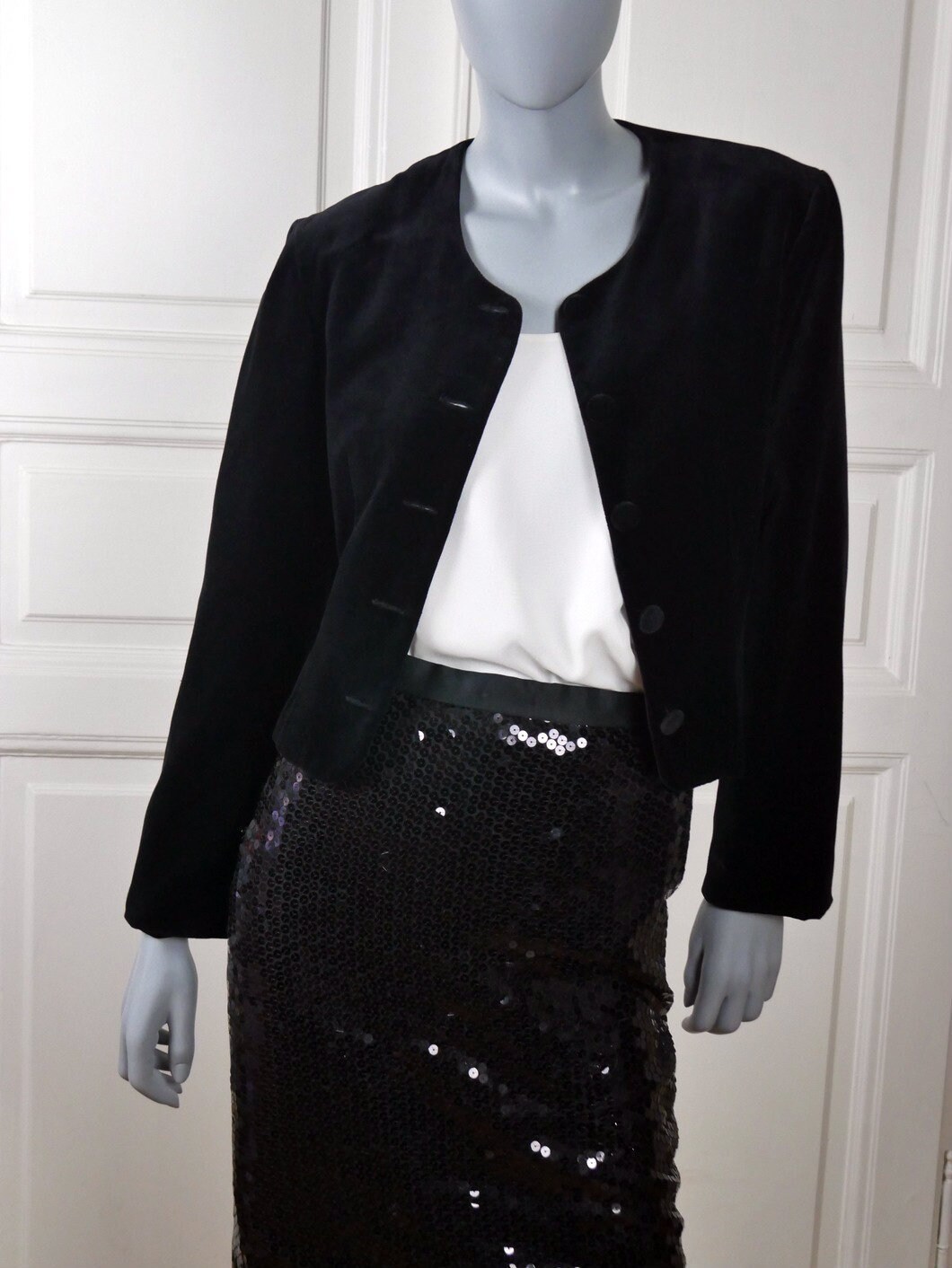 black velvet cropped jacket