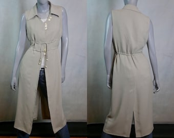 Sleeveless Duster Long Vest, 90s Vintage Italian