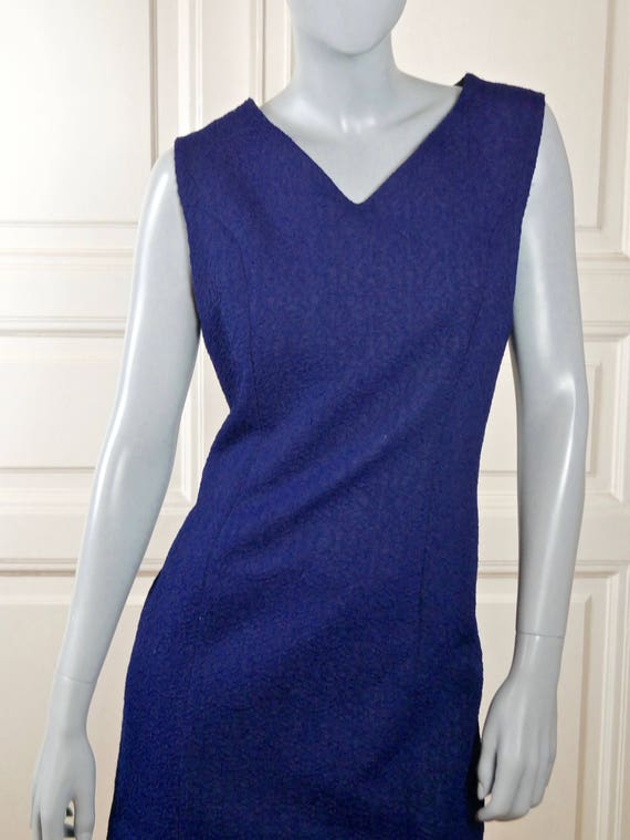 Sheath Dress, Dark Blue Sleeveless European Vinta… - image 3