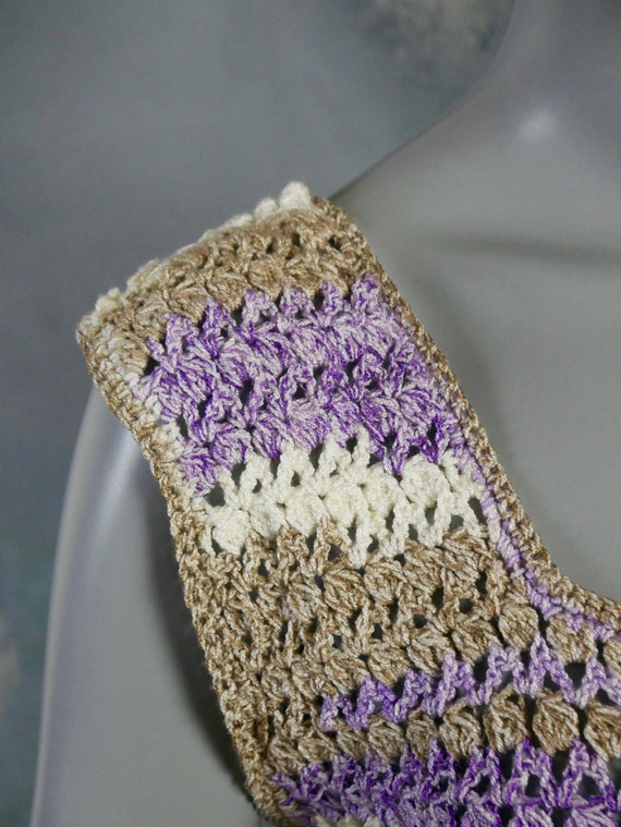 1990s Long Crochet Top, European Vintage Lilac Cr… - image 4