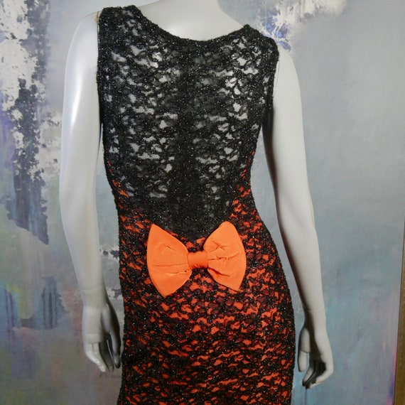 Vestido de encaje negro sin mangas con forro naranja estilo - Etsy México Vestido de encaje negro sin mangas con forro naranja estilo - Etsy México